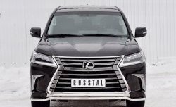 Защита переднего бампера (2 трубы Ø42 мм, нержавейка) Petroil Tuning Lexus LX450d  J200 (2015-2022) 2-ой рестайлинг