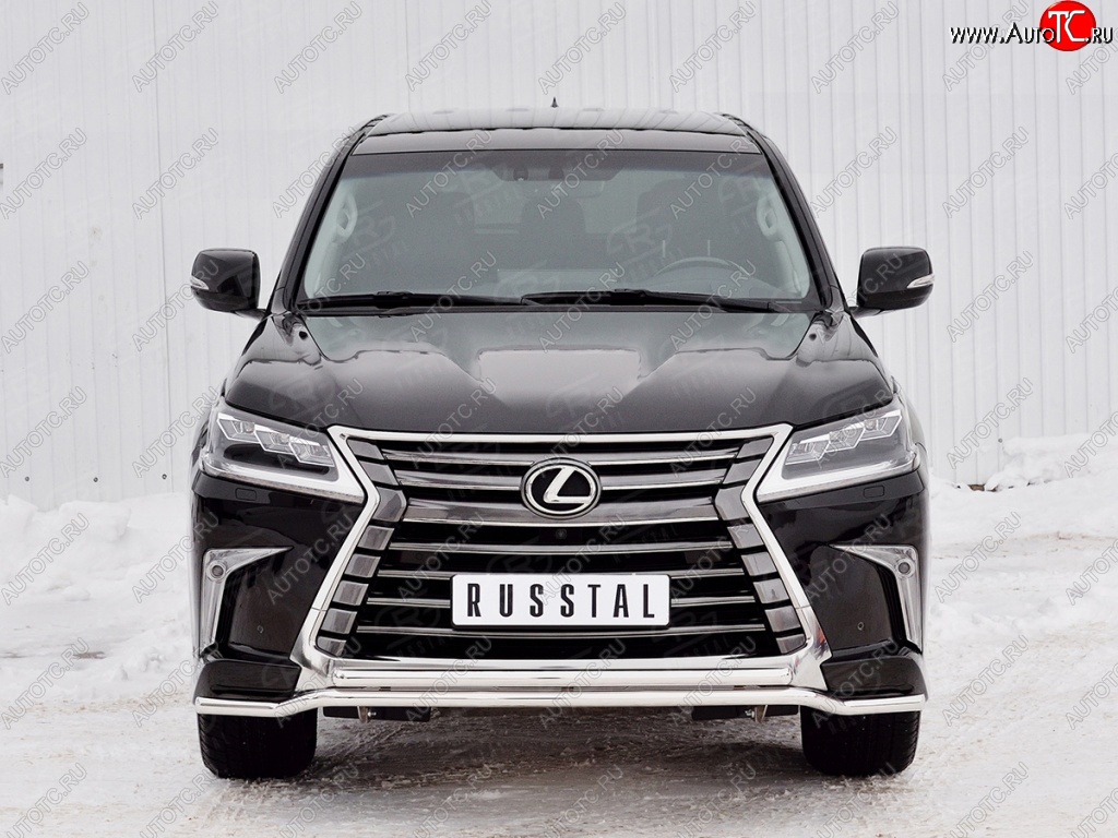 20 199 р. Защита переднего бампера (2 трубы Ø42 мм, нержавейка) Petroil Tuning  Lexus LX450d  J200 (2015-2022) 2-ой рестайлинг  с доставкой в г. Майкоп