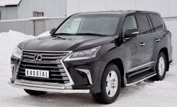 20 999 р. Защита переднего бампера (2 трубыØ63 и 42 мм, нержавейка) SLITKOFF  Lexus LX450d  J200 (2015-2022) 2-ой рестайлинг  с доставкой в г. Майкоп. Увеличить фотографию 2
