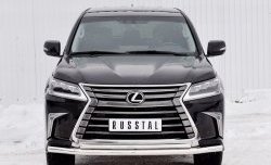 Защита переднего бампера (2 трубыØ63 и 42 мм, нержавейка) SLITKOFF Lexus LX450d  J200 (2015-2022) 2-ой рестайлинг