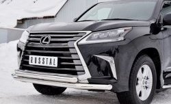 22 699 р. Защита переднего бампера (2 трубыØ63 мм, нержавейка) SLITKOFF  Lexus LX450d  J200 (2015-2022) 2-ой рестайлинг  с доставкой в г. Майкоп. Увеличить фотографию 4