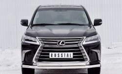 Защита переднего бампера (2 трубыØ63 мм, нержавейка) SLITKOFF Lexus LX450d  J200 (2015-2022) 2-ой рестайлинг