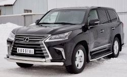 23 999 р. Защита переднего бампера (2 трубыØ76 и 63 мм, нержавейка) SLITKOFF  Lexus LX450d  J200 (2015-2022) 2-ой рестайлинг  с доставкой в г. Майкоп. Увеличить фотографию 2