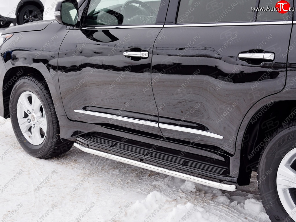 14 999 р. Защита порогов из круглой трубы диаметром 42 мм SLITKOFF  Lexus LX450d  J200 (2015-2022) 2-ой рестайлинг  с доставкой в г. Майкоп