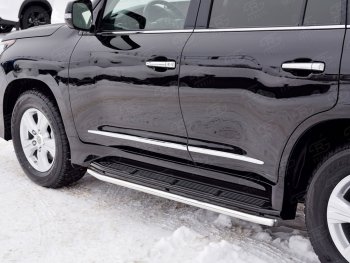14 999 р. Защита порогов из круглой трубы диаметром 42 SLITKOFF v3 Lexus LX570 J200 2-ой рестайлинг (2015-2022)  с доставкой в г. Майкоп. Увеличить фотографию 2