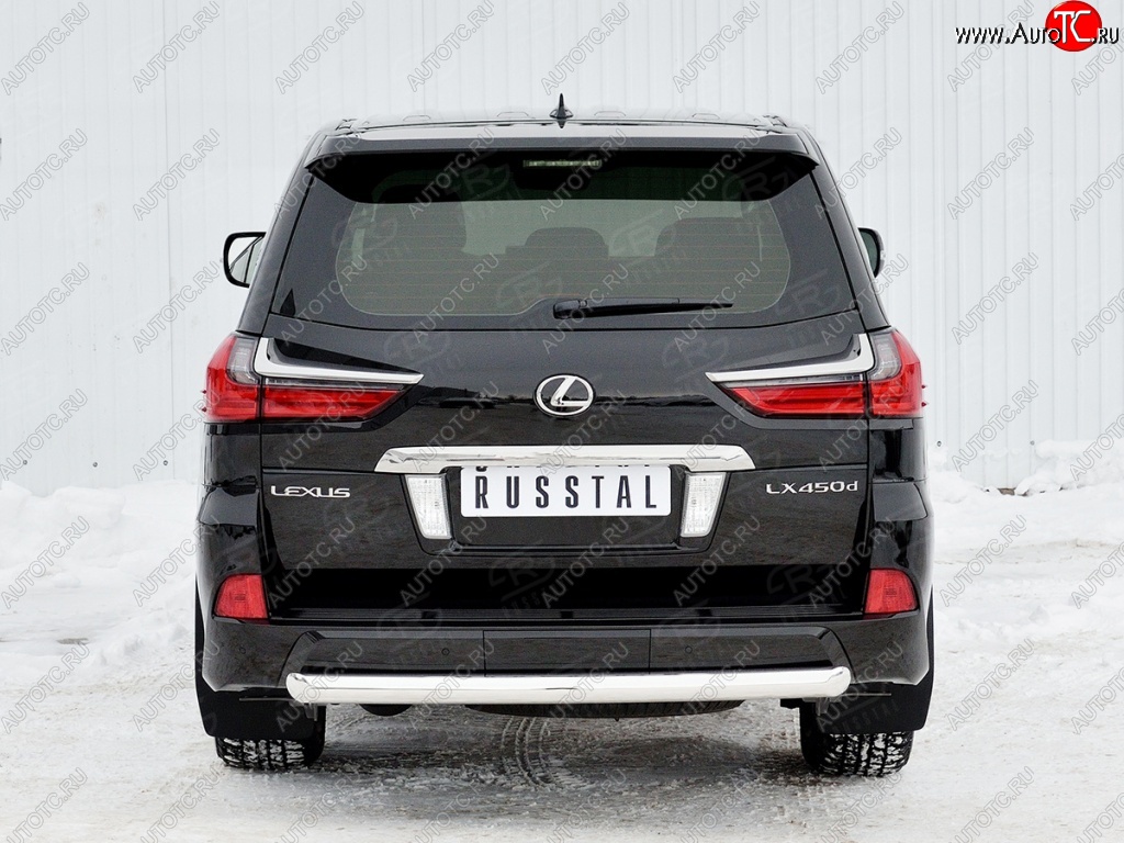 18 599 р. Защита заднего бампера (Ø76 мм, нержавейка, NOT F-SPORT/HERITAGE) SLITKOFF Lexus LX450d J200 2-ой рестайлинг (2015-2022)  с доставкой в г. Майкоп