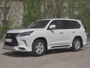15 899 р. Защита переднего бампера (2 трубы Ø63 и 75х42 мм, нержавейка, TRD Superior) Russtal Lexus LX570 J200 2-ой рестайлинг (2015-2022)  с доставкой в г. Майкоп. Увеличить фотографию 4