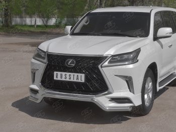 16 999 р. Защита переднего бампера (TRD Superior, волна, Ø 63 мм, нержавейка) Lexus LX570 J200 2-ой рестайлинг (2015-2022)  с доставкой в г. Майкоп. Увеличить фотографию 2