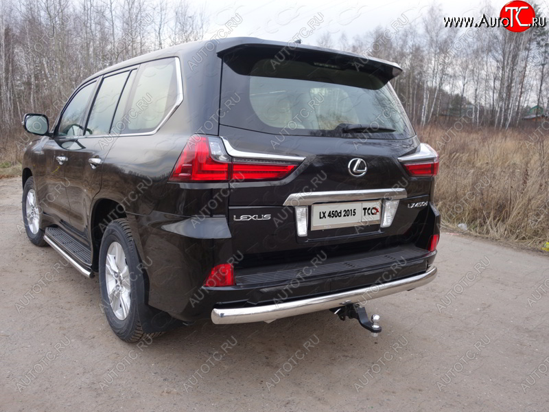 25 499 р. Защита заднего бампера (овальная) ТСС (нержавейка d75х42 мм)  Lexus LX450d  J200 - LX570  J200  с доставкой в г. Майкоп
