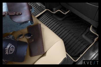 5 999 р. Коврик в салони премиум-класса Kvest (бежевый/черный) Lexus LX570 J200 2-ой рестайлинг (2015-2022)  с доставкой в г. Майкоп. Увеличить фотографию 6