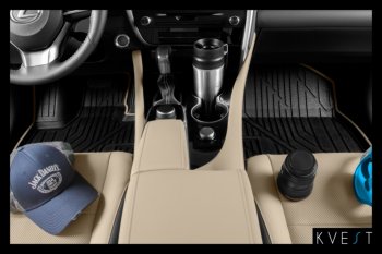 10 709 р. Коврик в салони премиум-класса Kvest (черный/бежевый) Lexus LX570 J200 2-ой рестайлинг (2015-2022)  с доставкой в г. Майкоп. Увеличить фотографию 4