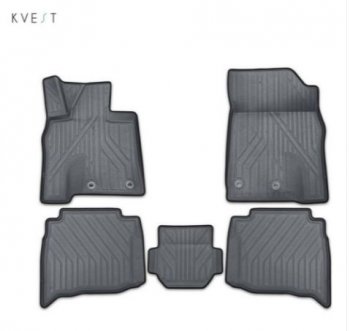 Комплект ковриков салона Kvest Lexus LX570 J200 2-ой рестайлинг (2015-2022) (Серый, серый кант)