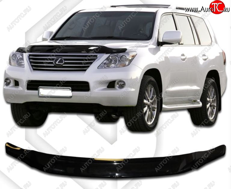 2 199 р. Дефлектор капота CA-Plastic Lexus LX570 J200 дорестайлинг (2007-2012) (серия Classic черный, Без надписи)  с доставкой в г. Майкоп