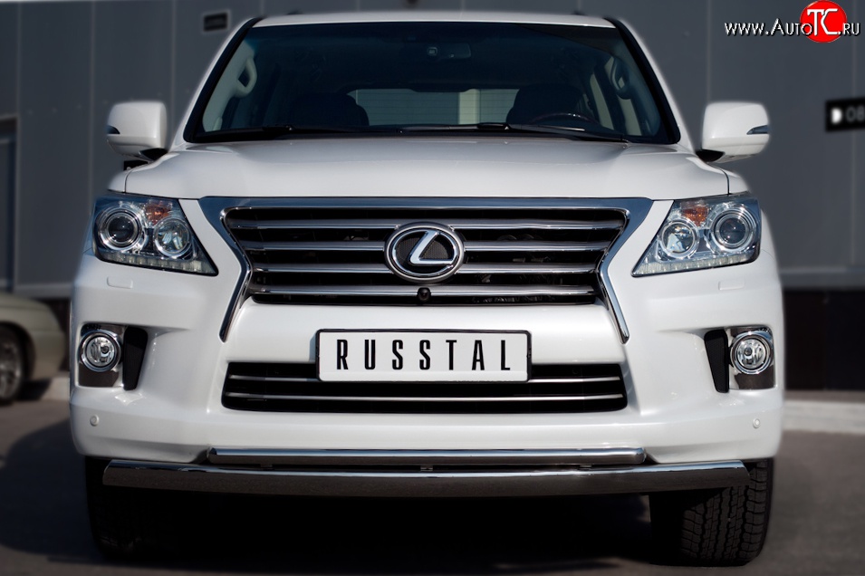 23 999 р. Защита переднего бампера (2 трубыØ42 и 75х42 мм, нержавейка) SLITKOFF  Lexus LX570  J200 (2007-2012) дорестайлинг  с доставкой в г. Майкоп