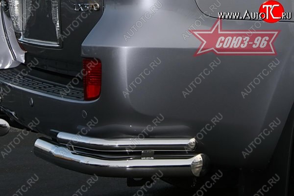 22 769 р. Защита заднего бампера из двойных боковых уголков Souz-96 (d76/42) Lexus LX570 J200 дорестайлинг (2007-2012)  с доставкой в г. Майкоп
