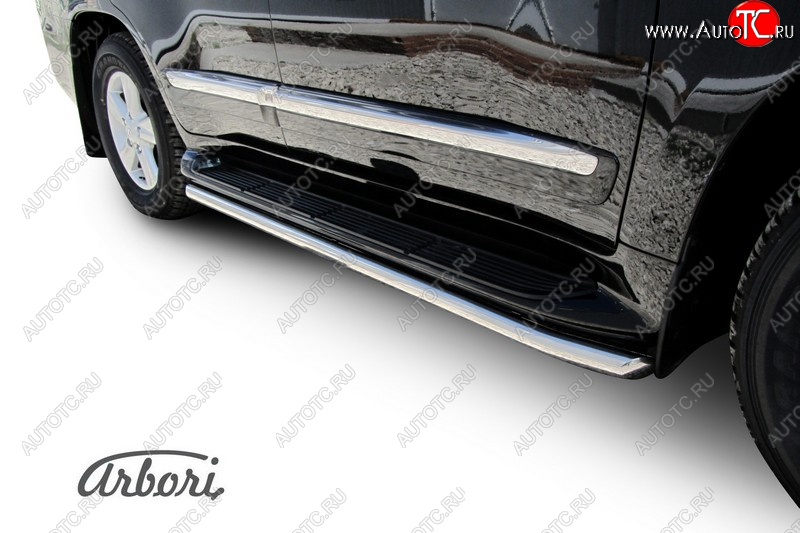 14 759 р. Защита штатных порогов Arbori (нержавейка, d42 mm). Lexus LX570 J200 1-ый рестайлинг (2012-2015)  с доставкой в г. Майкоп