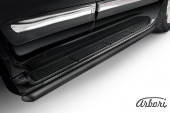 Защита штатных порогов Arbori (черная, d57 mm). Lexus LX570 J200 1-ый рестайлинг (2012-2015)