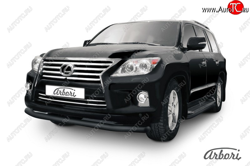 9 719 р. Защита переднего бампера Arbori (черная, 1 труба d76 mm). Lexus LX570 J200 1-ый рестайлинг (2012-2015)  с доставкой в г. Майкоп