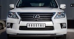 Защита переднего бампера (2 трубыØ75х42 и 42 мм, нержавейка) SLITKOFF Lexus LX570  J200 (2012-2015) 1-ый рестайлинг