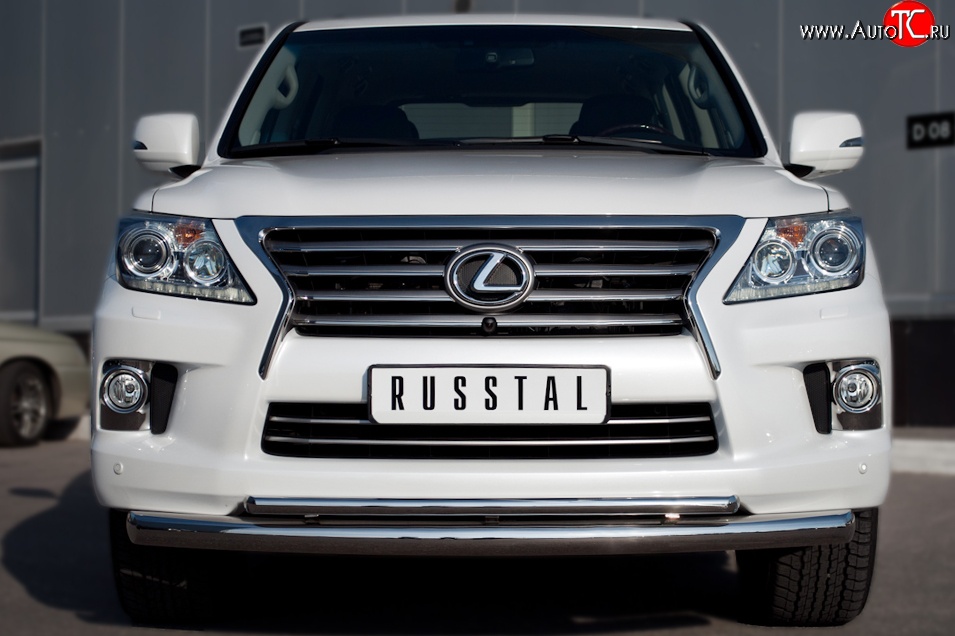 20 999 р. Защита переднего бампера (2 трубыØ76 и 42 мм, нержавейка) SLITKOFF  Lexus LX570  J200 (2012-2015) 1-ый рестайлинг  с доставкой в г. Майкоп