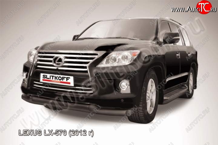 19 399 р. Защита переднего бампера из труб d76 Slitkoff (двойная)  Lexus LX570  J200 (2012-2015) 1-ый рестайлинг (Цвет: серебристый)  с доставкой в г. Майкоп