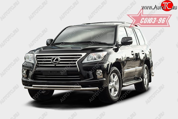 8 189 р. Защита переднего бампера двойная Souz-96 (d60/42) Lexus LX570 J200 1-ый рестайлинг (2012-2015)  с доставкой в г. Майкоп