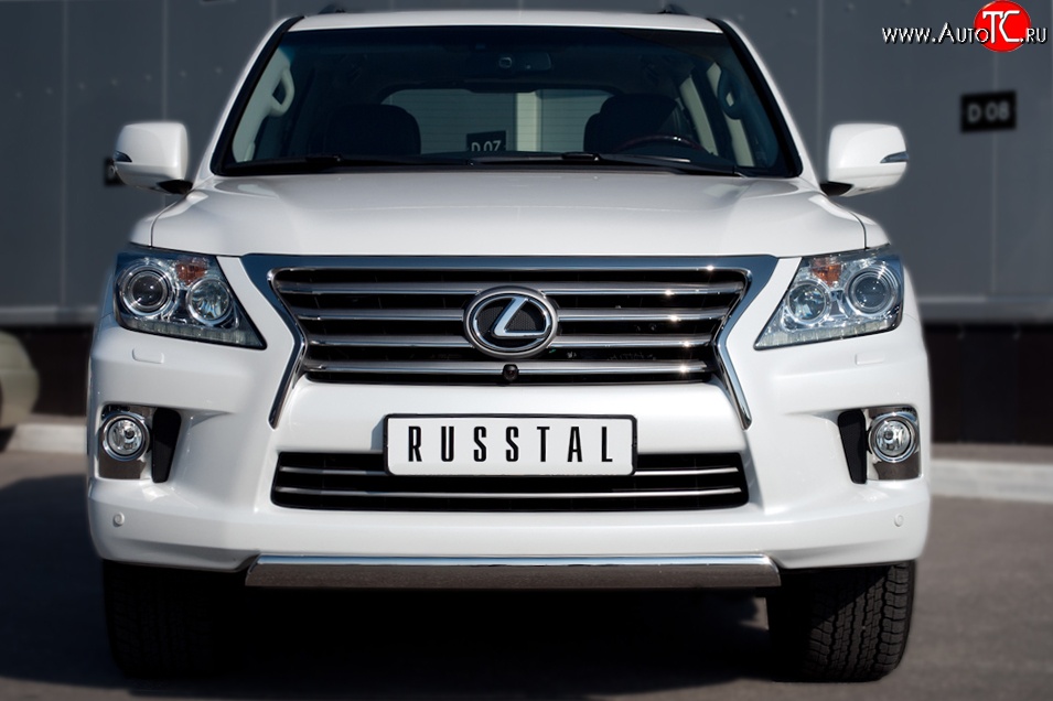 12 999 р. Защита переднего бампера (Ø75х42 мм, нержавейка) Russtal Lexus LX570 J200 1-ый рестайлинг (2012-2015)  с доставкой в г. Майкоп