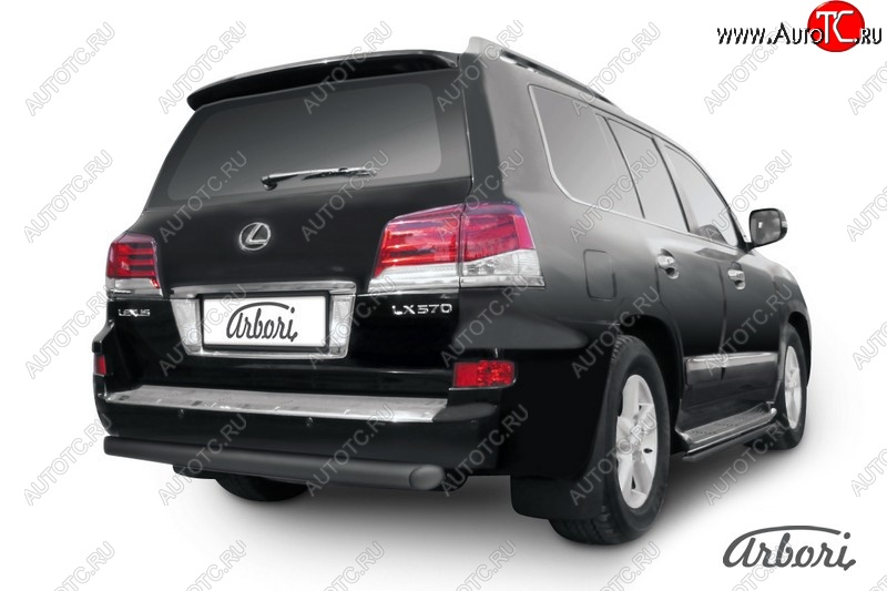 16 109 р. Защита заднего бампера Arbori (черная, 1 труба d76 mm). Lexus LX570 J200 1-ый рестайлинг (2012-2015)  с доставкой в г. Майкоп