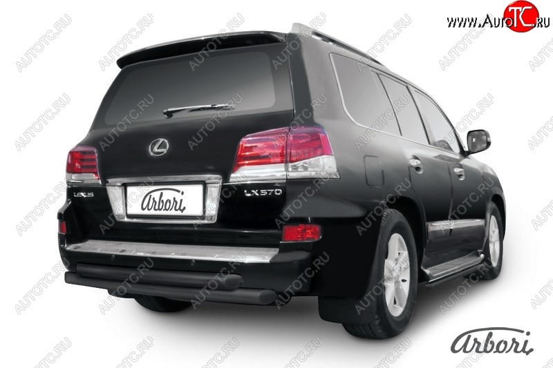 13 499 р. Защита заднего бампера Arbori (черная, 2 трубы d76 mm). Lexus LX570 J200 1-ый рестайлинг (2012-2015)  с доставкой в г. Майкоп
