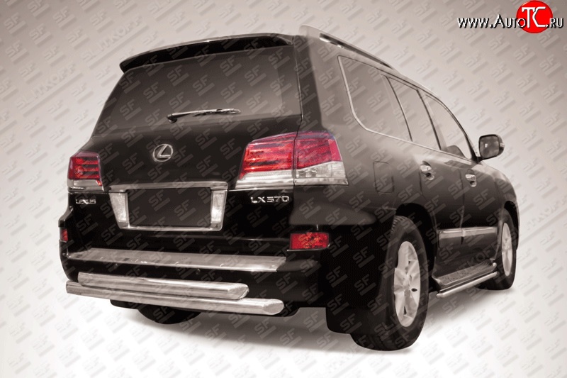 22 999 р. Двойная защита заднего бампера из труб диаметрами по 76 мм Slitkoff  Lexus LX570  J200 (2012-2015) 1-ый рестайлинг (Нержавейка, Полированная)  с доставкой в г. Майкоп