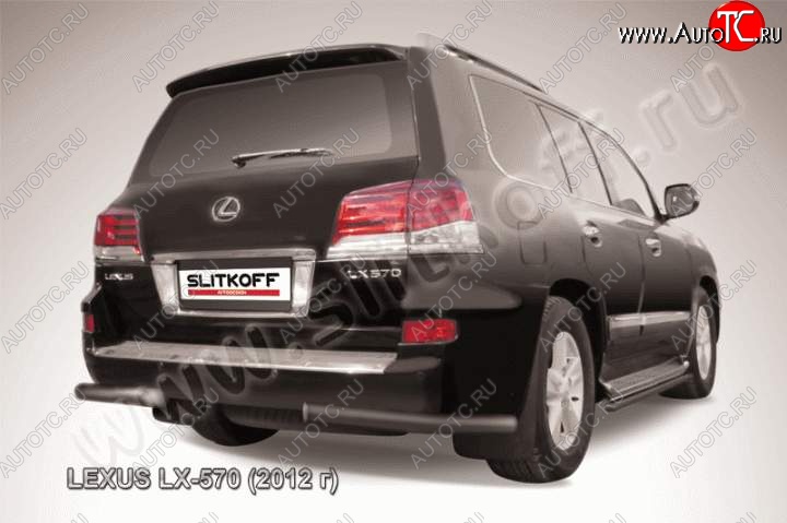 12 999 р. Защита заднего бампера из уголков d76 Slitkoff  Lexus LX570  J200 (2012-2015) 1-ый рестайлинг (Цвет: серебристый)  с доставкой в г. Майкоп