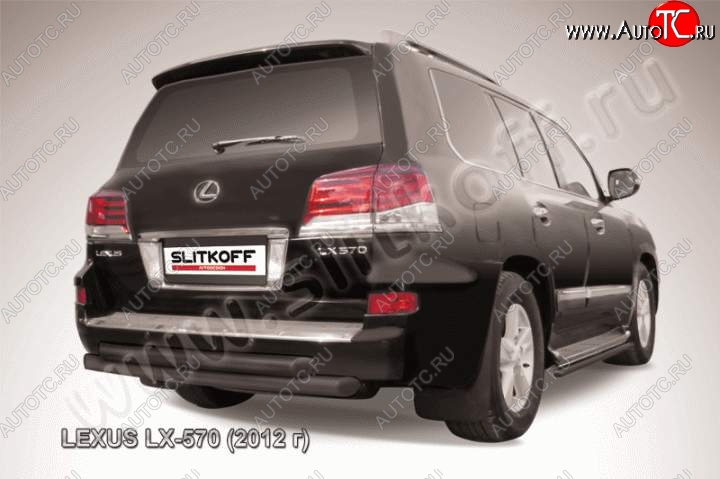 17 999 р. Защита заднего бампера из труб d76 Slitkoff (двойная)  Lexus LX570  J200 (2012-2015) 1-ый рестайлинг (Цвет: серебристый)  с доставкой в г. Майкоп