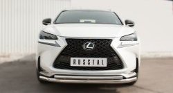 Защита переднего бампера (2 трубыØ63 и 42 мм, нержавейка) SLITKOFF Lexus NX200T  Z10 (2014-2017)