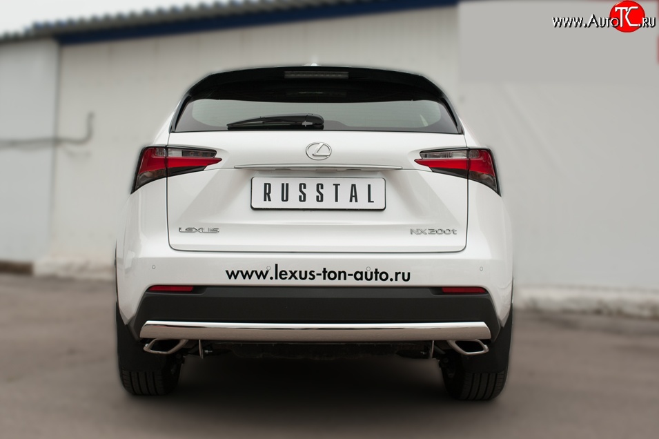 11 599 р. Защита заднего бампера (Ø75x42 мм, нержавейка, F-Sport) Russtal Lexus NX200T Z10 (2014-2017)  с доставкой в г. Майкоп