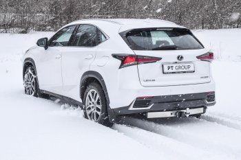 20 199 р. Фаркоп Petroil Tuning (съемный квадрат, с нержавеющей пластиной, под 1 выхлопную трубу) Lexus NX200 Z10 дорестайлинг (2014-2017)  с доставкой в г. Майкоп. Увеличить фотографию 4