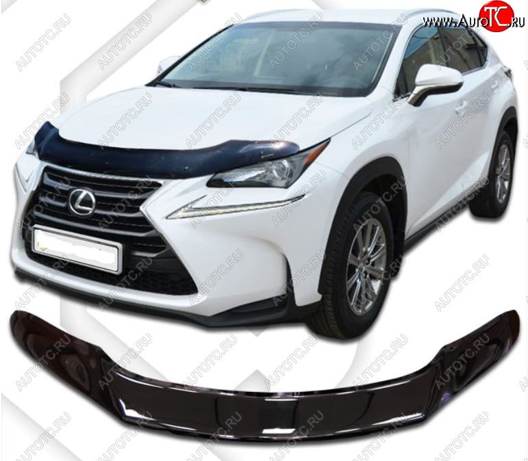2 379 р. Дефлектор капота CA-Plastic exclusive Lexus NX300h Z10 дорестайлинг (2014-2017) (Classic черный, Без надписи)  с доставкой в г. Майкоп