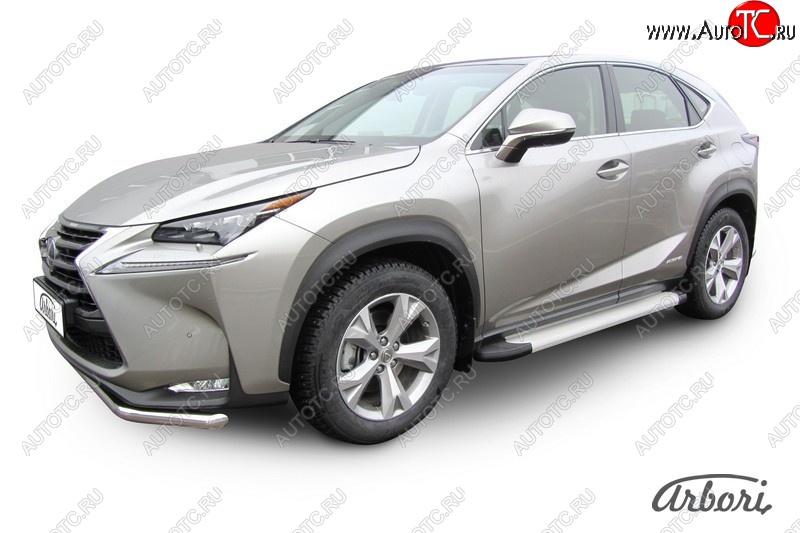 10 979 р. Порожки для ног Arbori Optima Silver Lexus NX300h Z10 дорестайлинг (2014-2017)  с доставкой в г. Майкоп