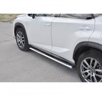19 399 р. Пороги труба 120х60 Russtal (овал с проступью) Lexus NX300h Z10 дорестайлинг (2014-2017)  с доставкой в г. Майкоп. Увеличить фотографию 2