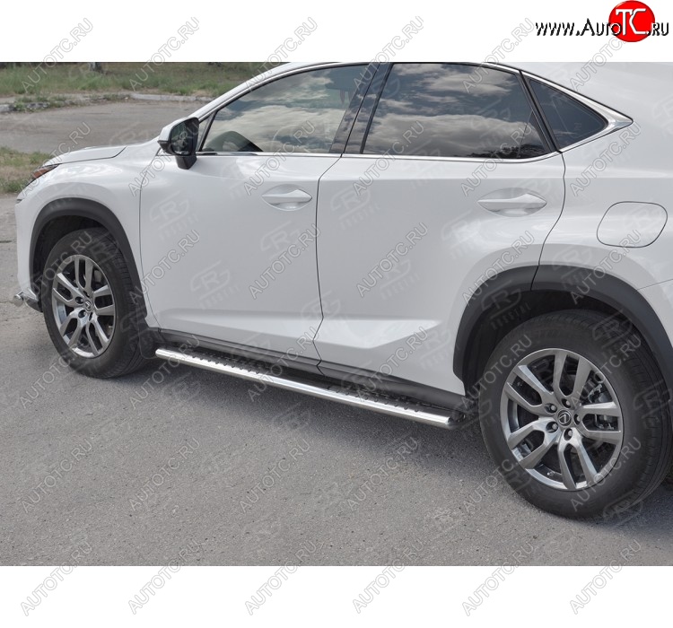 19 399 р. Пороги труба 120х60 Russtal (овал с проступью) Lexus NX300h Z10 дорестайлинг (2014-2017)  с доставкой в г. Майкоп