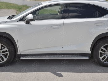 24 649 р. Порожки для ног (труба Ø42) SLITKOFF  Lexus NX300h  Z10 (2014-2017) дорестайлинг (лист алюм, проф. нерж)  с доставкой в г. Майкоп. Увеличить фотографию 2