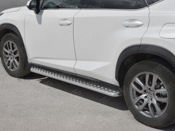 24 649 р. Порожки для ног (труба Ø42) SLITKOFF  Lexus NX300h  Z10 (2014-2017) дорестайлинг (лист алюм, проф. нерж)  с доставкой в г. Майкоп. Увеличить фотографию 3