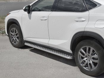 24 649 р. Порожки для ног (труба Ø42) SLITKOFF  Lexus NX300h  Z10 (2014-2017) дорестайлинг (лист алюм, проф. нерж)  с доставкой в г. Майкоп. Увеличить фотографию 4