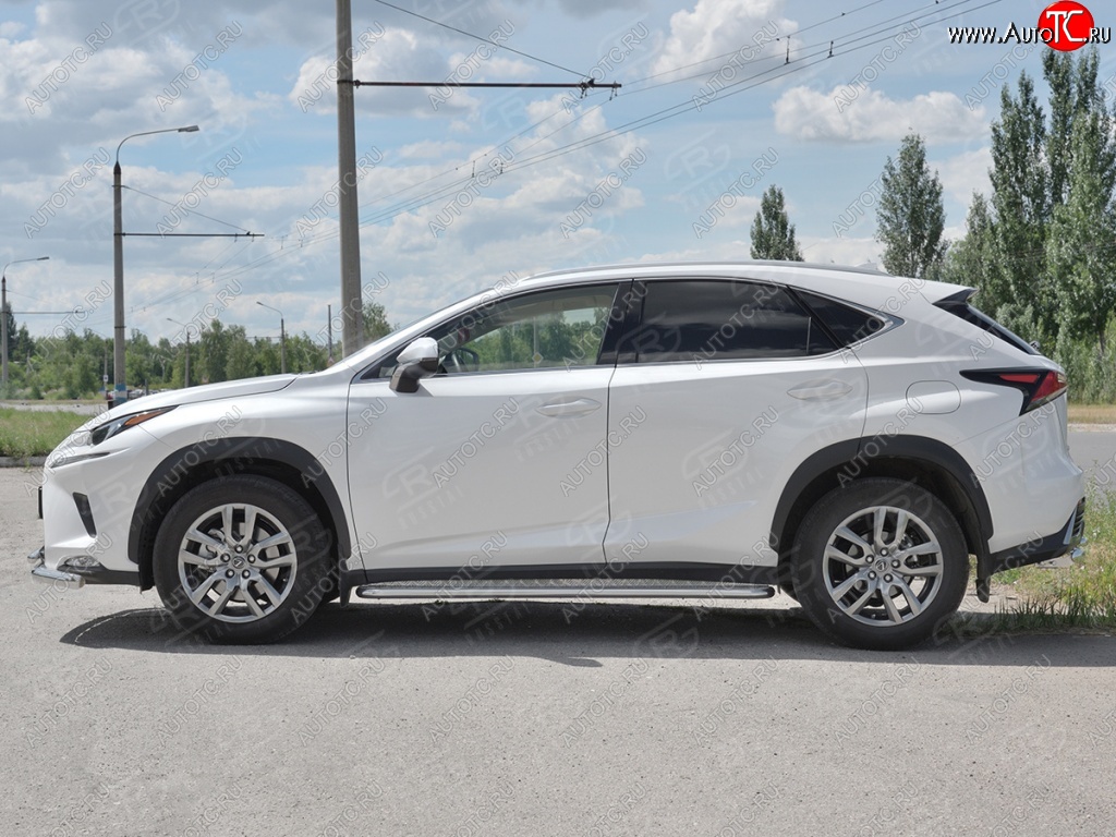 24 649 р. Порожки для ног (труба Ø42) SLITKOFF  Lexus NX300h  Z10 (2014-2017) дорестайлинг (лист алюм, проф. нерж)  с доставкой в г. Майкоп