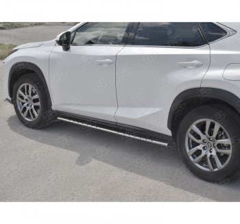 16 649 р. Пороги труба 75х42 Russtal (овал с проступью) Lexus NX300h Z10 дорестайлинг (2014-2017)  с доставкой в г. Майкоп. Увеличить фотографию 2