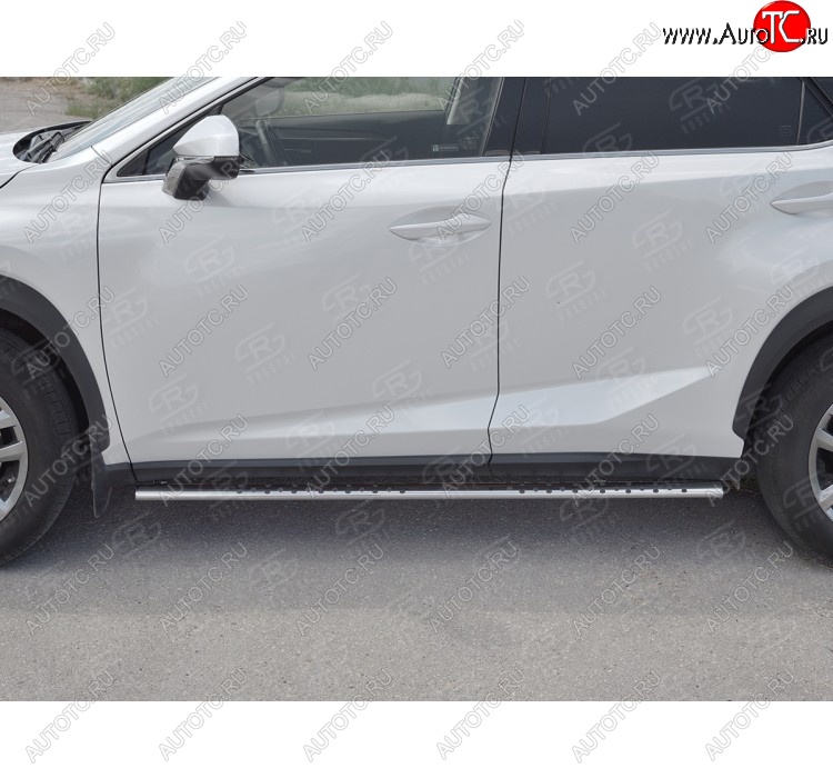 16 649 р. Пороги труба 75х42 Russtal (овал с проступью) Lexus NX300h Z10 дорестайлинг (2014-2017)  с доставкой в г. Майкоп