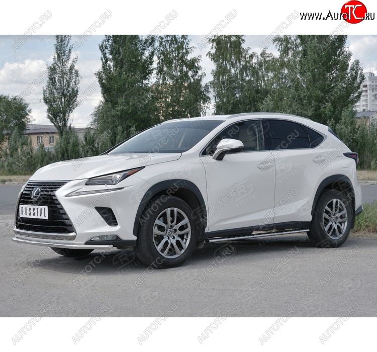 15 849 р. Защита переднего бампера (Ø42 мм, нержавейка) SLITKOFF  Lexus NX300h  Z10 (2014-2017) дорестайлинг  с доставкой в г. Майкоп