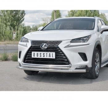 20 549 р. Защита переднего бампера (2 трубы Ø63 и 42 мм, нержавейка) SLITKOFF  Lexus NX300h  Z10 (2014-2017) дорестайлинг  с доставкой в г. Майкоп. Увеличить фотографию 3