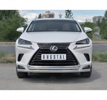 20 549 р. Защита переднего бампера (2 трубы Ø63 и 42 мм, нержавейка) SLITKOFF  Lexus NX300h  Z10 (2014-2017) дорестайлинг  с доставкой в г. Майкоп. Увеличить фотографию 4