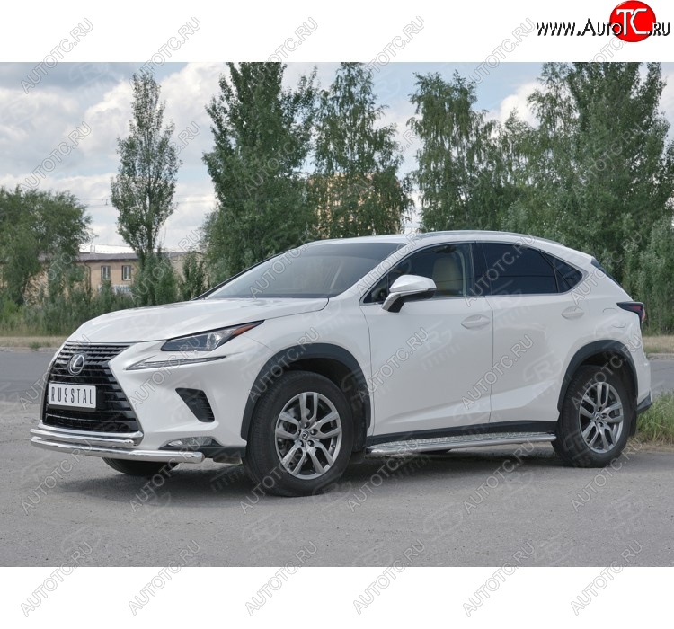 20 549 р. Защита переднего бампера (2 трубы Ø63 и 42 мм, нержавейка) SLITKOFF  Lexus NX300h  Z10 (2014-2017) дорестайлинг  с доставкой в г. Майкоп