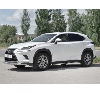 Защита переднего бампера (2 трубы Ø42 мм, нержавейка) SLITKOFF Lexus NX300h  Z10 (2014-2017) дорестайлинг